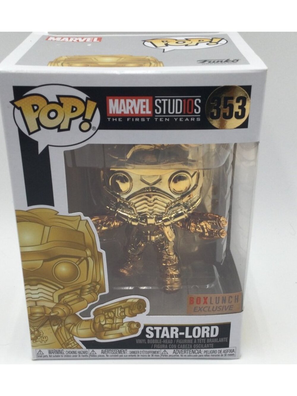 Funko Pop Star-Lord Gold Chrome Marvel Studios Vinyl Figure #353 Box Exclusive